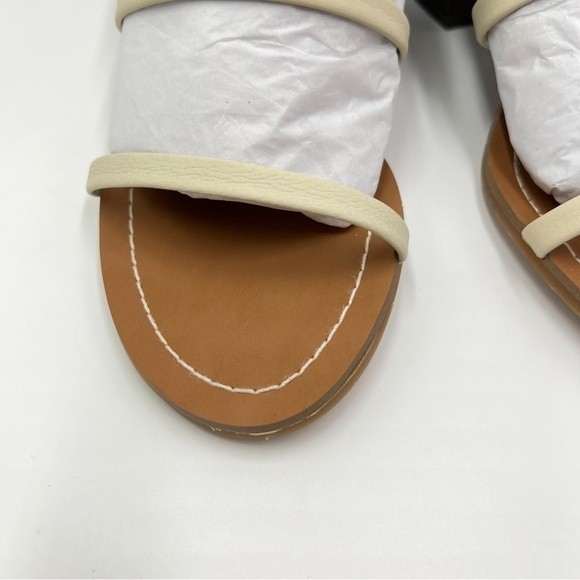 Splendid Womens Size 8.5 Eggshell White Cream Leather Block Heel Sandals Shoes - Picture 4 of 14